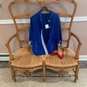 Ming Wang Blue Bomber Jacket Casual Style